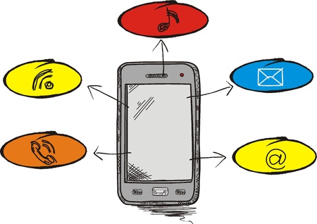 smart phone in doodleのイラスト素材
