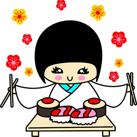  Japanese sushi traditional japanese foodのイラスト素材