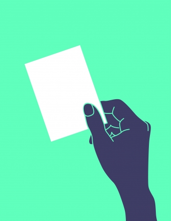 Illustration of Hand Holding a Blank Business Card のイラスト素材