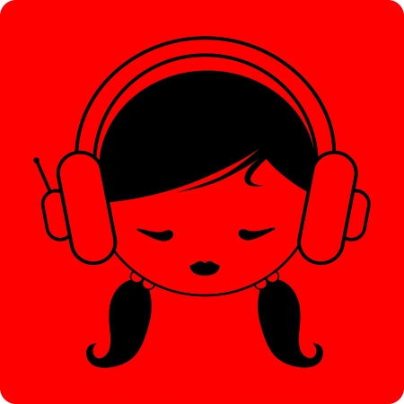 Girl s head in headphones - Vector icon isolated のイラスト素材