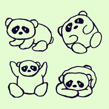 Cheerful baby pandaのイラスト素材