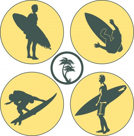 surfing vector. vector surf signsのイラスト素材