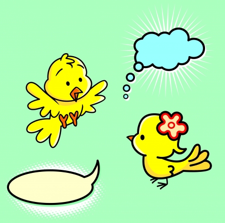 A bird speaking with a speech bubbleのイラスト素材