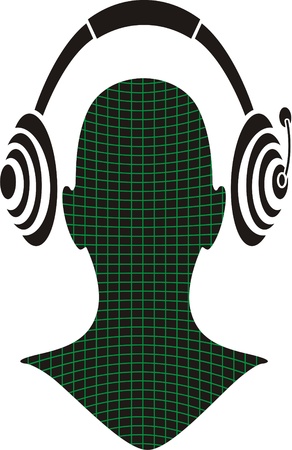 Man s head in headphones - Vector icon isolated のイラスト素材