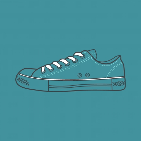 sneaker drawn in a sketch style  Side view of a gumshoe  Vector illustration のイラスト素材