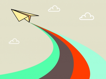 Paper plane with clouds - illustration のイラスト素材