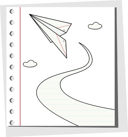 Paper plane with clouds - illustration のイラスト素材