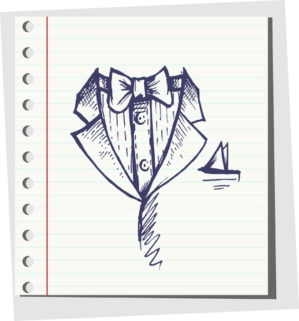 Doodle Vector tuxedo with bow tie のイラスト素材