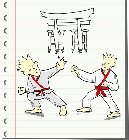 two men fighting ,vector illustration のイラスト素材