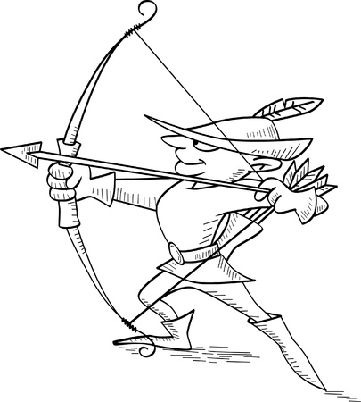 Vector illustration of Robin Hood shooting an arrow のイラスト素材