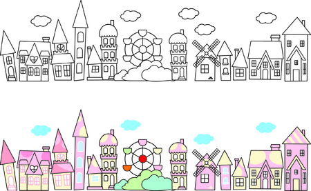 City skylines in doodle style のイラスト素材