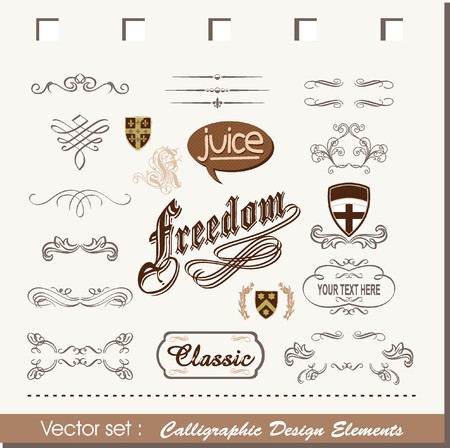 vector set  calligraphic design elementsのイラスト素材
