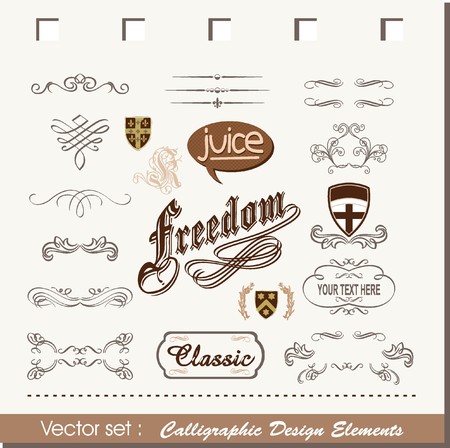 Ilustración de vector set  calligraphic design elements - Imagen libre de derechos