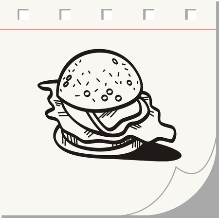 hamburger doodleのイラスト素材