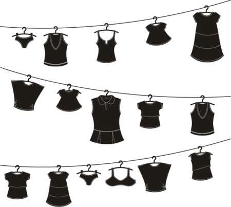 women clothes on washing line のイラスト素材