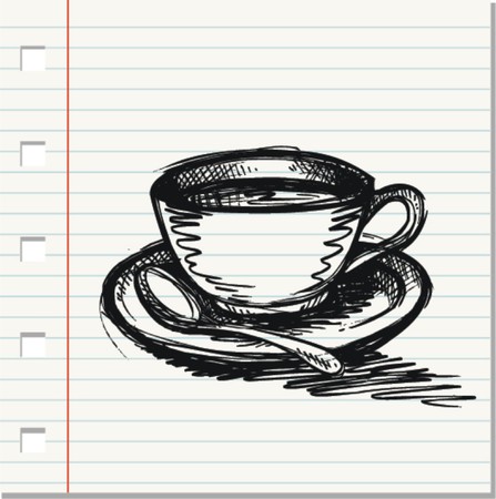 coffee mug in doodle art style のイラスト素材