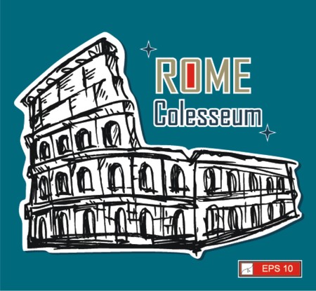 sketch Rome colesseum のイラスト素材