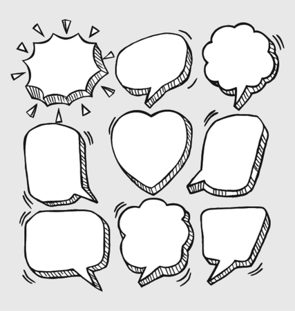 A set of comic  speech bubbles and elementsのイラスト素材