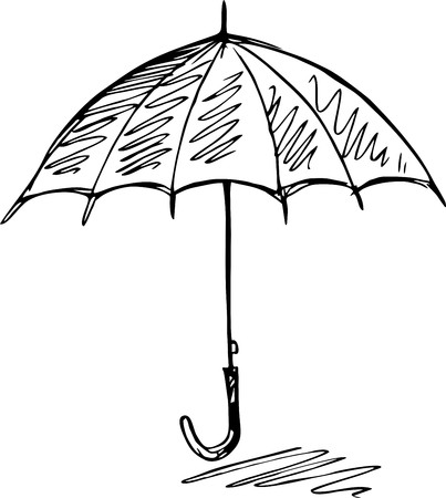 sketch of an umbrella on white background.のイラスト素材