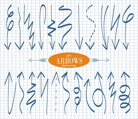 Set of arrow doodle design element.のイラスト素材
