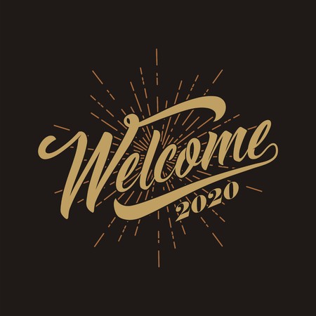 Welcome 2020  on grunge backgroundのイラスト素材