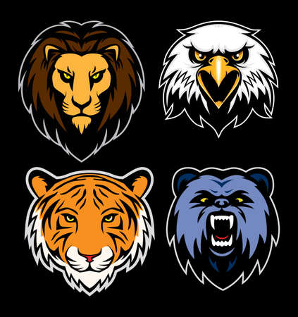 Lion ,eagle,bear,tiger,mascot Sport wear typography emblem graphic, athletic apparel stamp.のイラスト素材