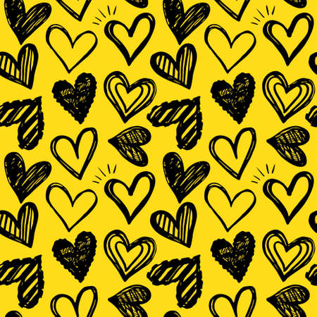 Seamless pattern of colorful hearts. Vector illustration.