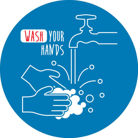 Hands washing , vector illustration. Water and clean, care hygiene illustrationのイラスト素材