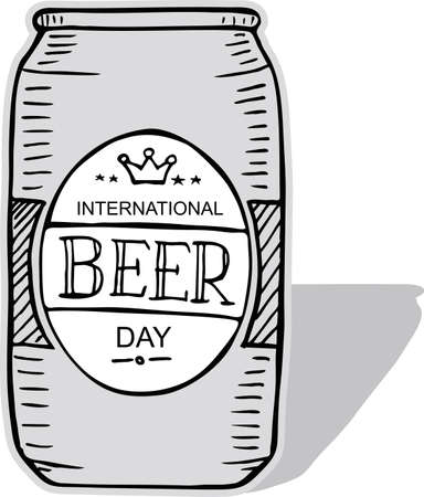 International beer day lettering on  Can beer, vector illustrationのイラスト素材