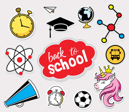 doodle set of back to school, vector illustrationのイラスト素材