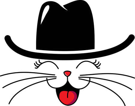 Cute cat portrait in classic hat.Vector illustrationのイラスト素材