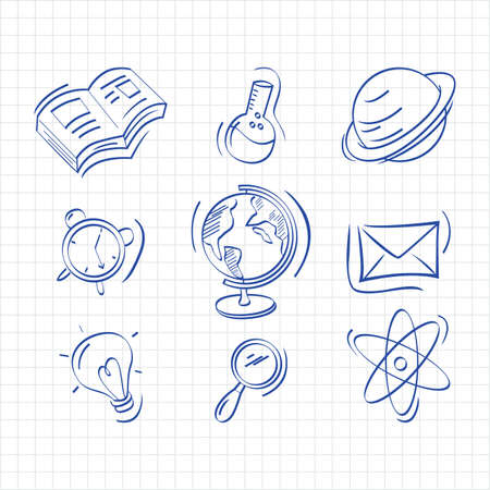doodle set of back to school, vector illustration.のイラスト素材