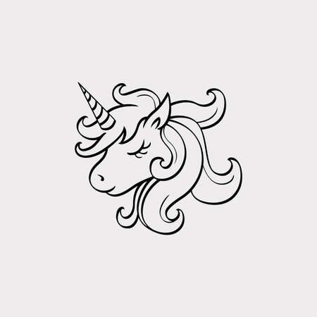 unicorn head mascot, vector illustrationのイラスト素材