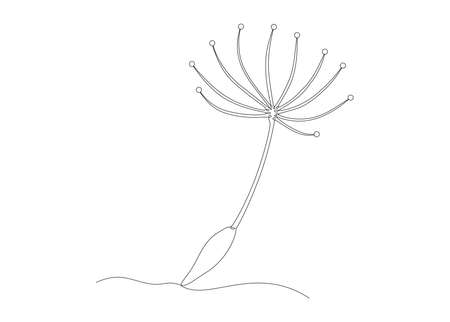 Continuous one line drawing of dandelion. Minimalism drawing of phrase illustrationのイラスト素材