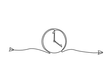 Single continuous line drawing of classic alarm clockのイラスト素材