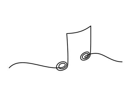One continuous line drawing.Abstract music note background, vector illustrationのイラスト素材