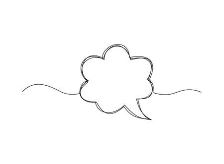 Continuous one line drawing of speech bubble, Black and white graphics vector minimalist linear illustration made of single lineのイラスト素材