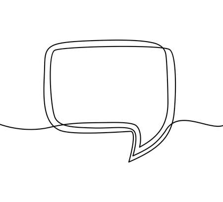 Continuous one line drawing of speech bubble.freehand drawn comic book speech bubble cartoon word welcomeのイラスト素材