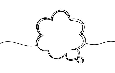 Continuous one line drawing of speech bubble.freehand drawn comic book speech bubble cartoon word welcomeのイラスト素材
