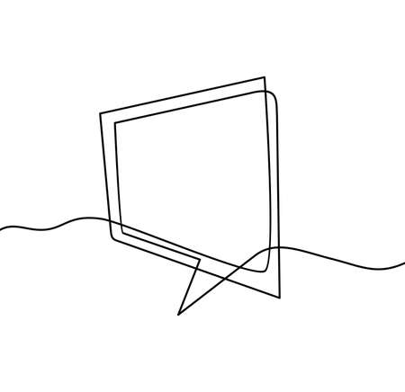 Continuous one line drawing of speech bubble.freehand drawn comic book speech bubble cartoon word welcomeのイラスト素材