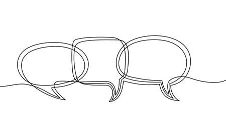 Continuous one line drawing of speech bubble.freehand drawn comic book speech bubble cartoon word welcomeのイラスト素材