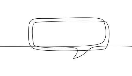 Continuous one line drawing of speech bubble.freehand drawn comic book speech bubble cartoon word welcomeのイラスト素材