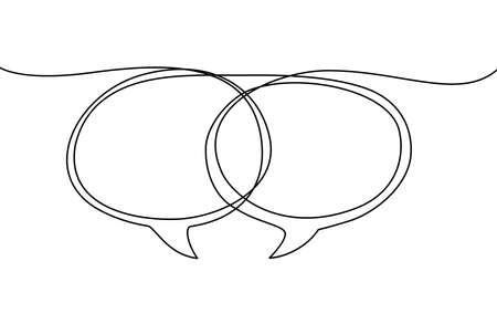 Continuous one line drawing of speech bubble.freehand drawn comic book speech bubble cartoon word welcomeのイラスト素材