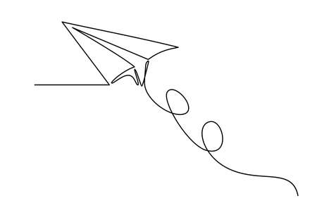 continuous line drawing of plane paper vector illustration.のイラスト素材