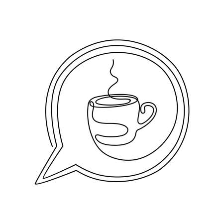 Continuous one line drawing of Coffee cup - Vector icon isolated on whiteのイラスト素材