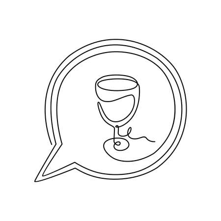 Continuous one line drawing of Wine glass  bar design  vector illustrationのイラスト素材