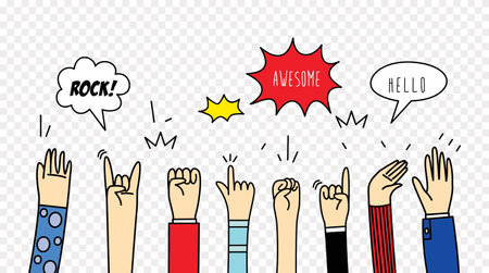 Human Hand  gestures, signals and signs.Various gestures of human handsのイラスト素材