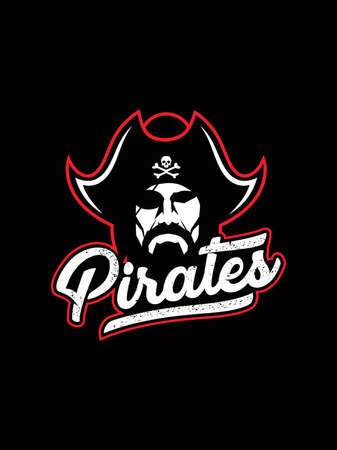 Pirate head mascot.Pirate captain face icon. Vector illustrationのイラスト素材