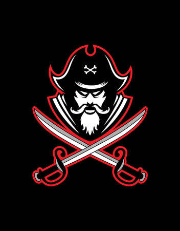 Pirate head mascot.Pirates logo template design. Vector illustrationのイラスト素材