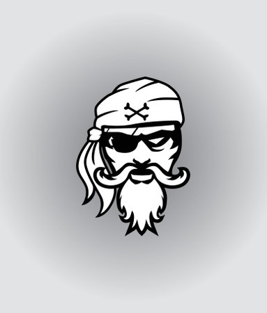 Pirate head mascot.Pirates logo template design. Vector illustrationのイラスト素材